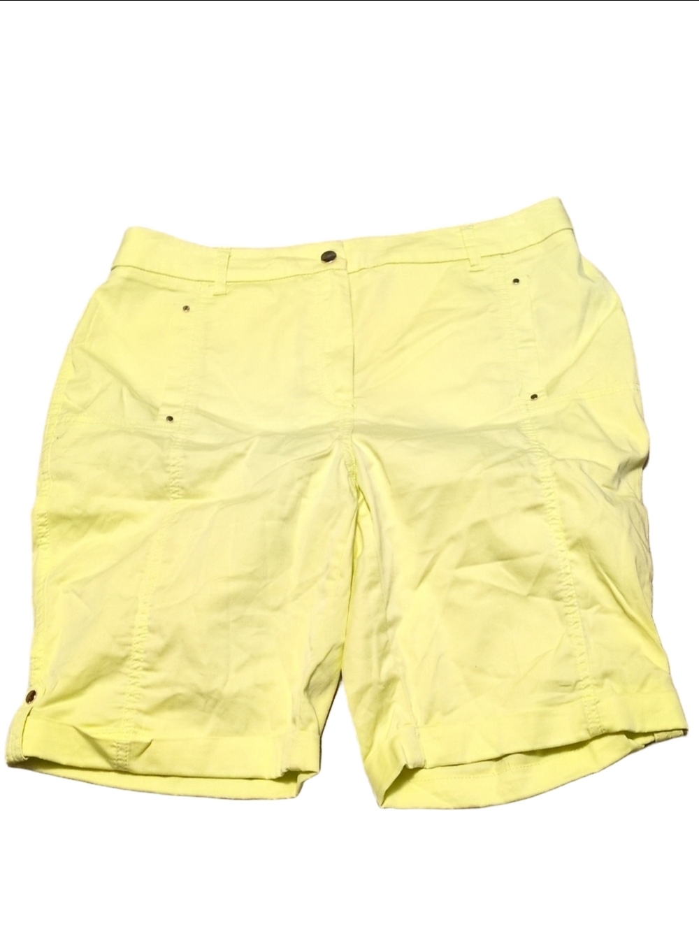 Chicos Yellow Cuffed Bermuda Shorts Size 1 (8)